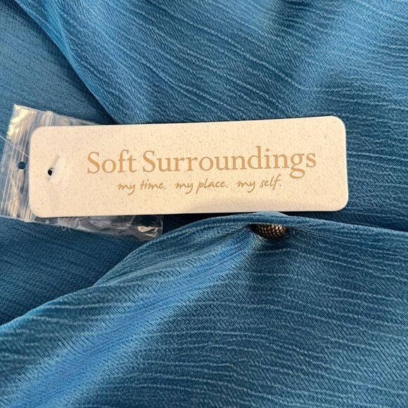 Soft Surroundings XL Shirt Blouse Roxanna Cupro Ink Blue NWT - Picture 12 of 13